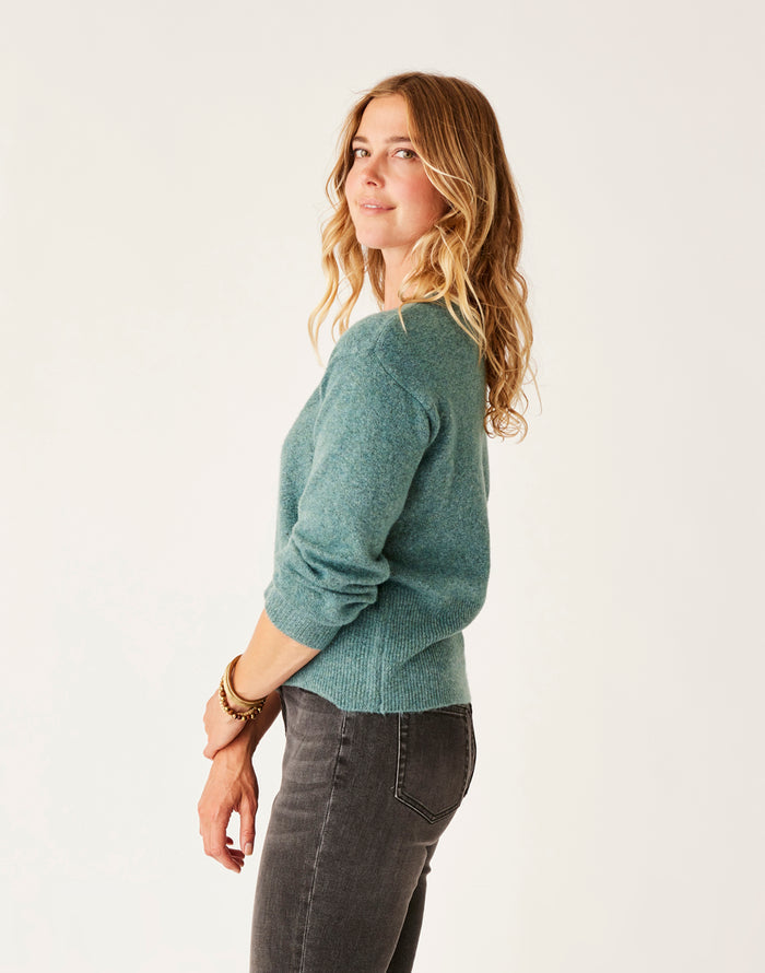 Ruth Reversible Fuzzy Sweater: Forest Heather - FINAL SALE
