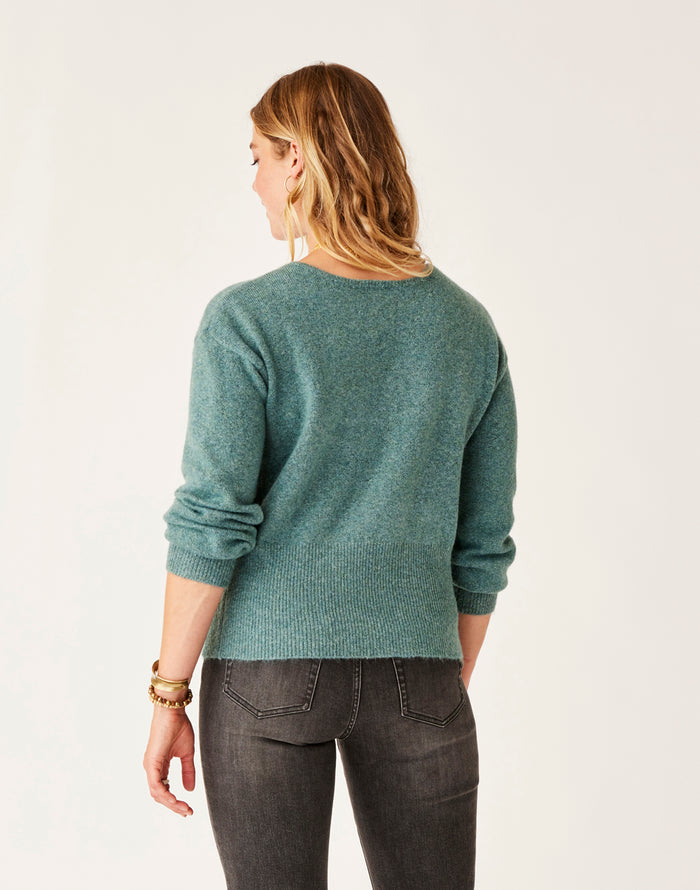 Ruth Reversible Fuzzy Sweater: Forest Heather - FINAL SALE