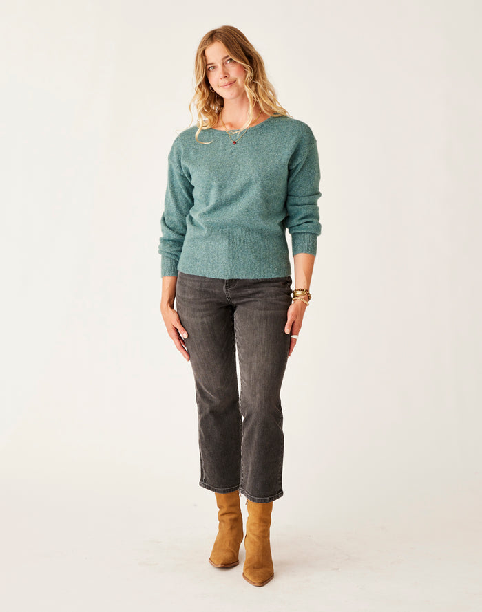 Ruth Reversible Fuzzy Sweater: Forest Heather - FINAL SALE