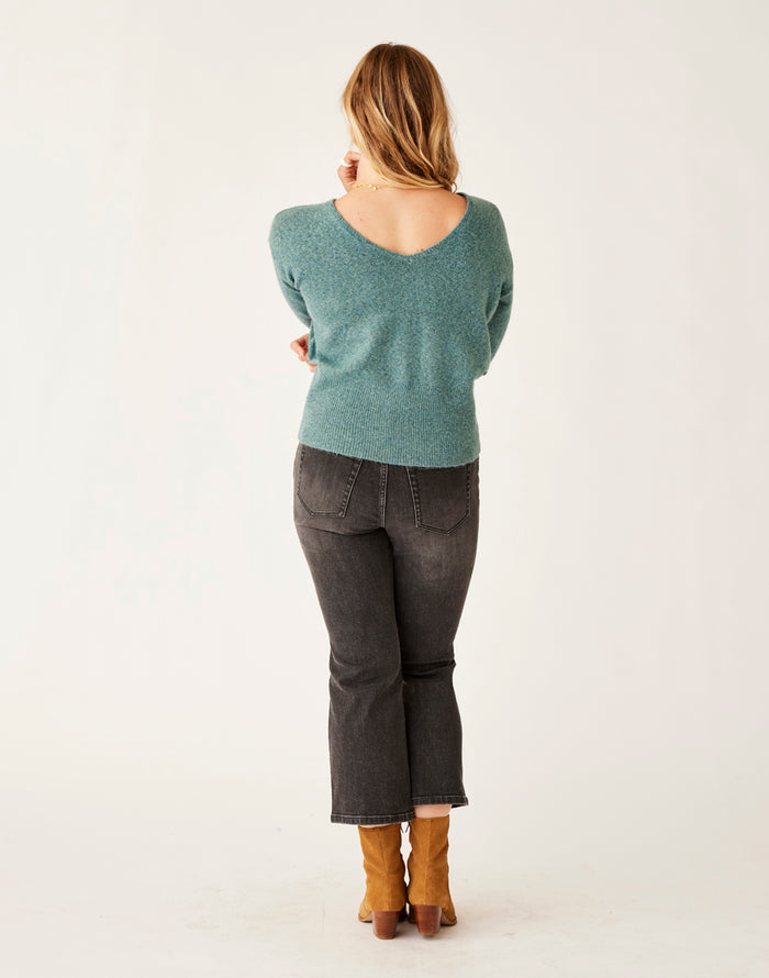 Ruth Reversible Fuzzy Sweater: Forest Heather - FINAL SALE