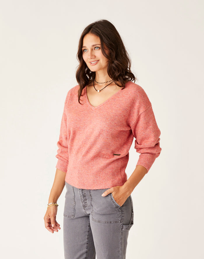 Ruth Reversible Fuzzy Sweater: Henna Heather - FINAL SALE