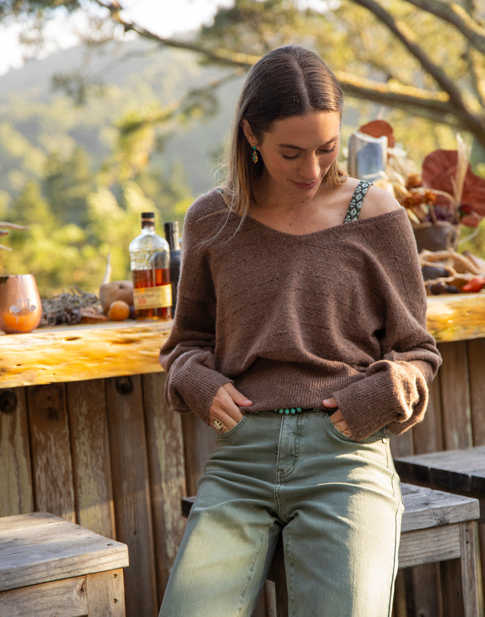 Ruth Reversible Fuzzy Sweater: Sumac Lurex