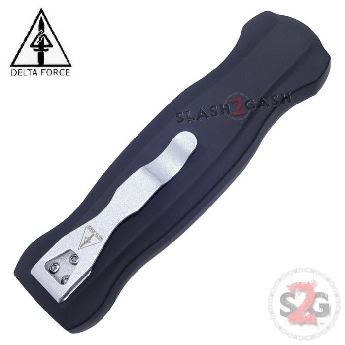 Delta Force OTF Beast D/A Black Automatic Knife Switchblade - Double Edge Dagger Plain