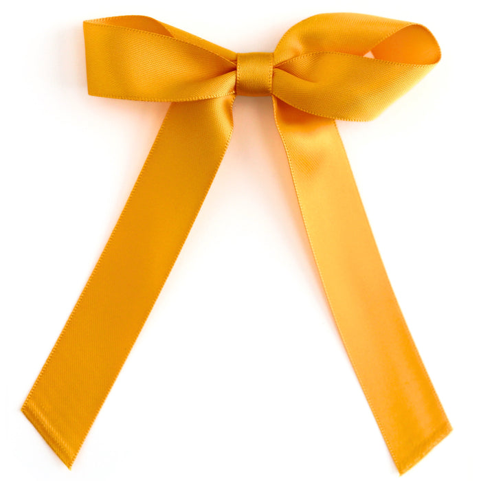 girls' marigold yellow satin ribbon hair bow on clip for school and fall