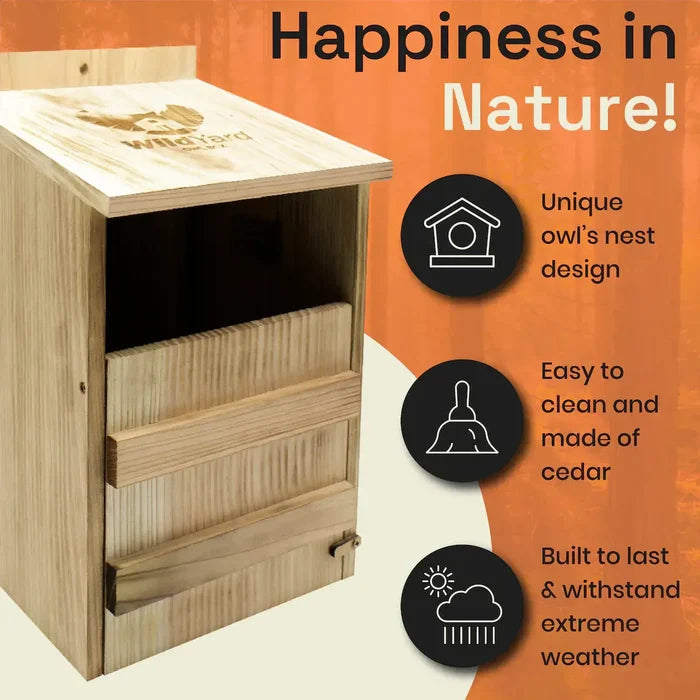 Owl Box (Includes Shipping) - Durable cedar design, easy to clean, perfect sanctuary for owls, built to withstand weather.