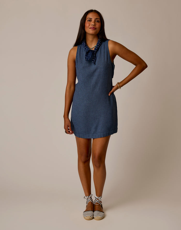 Scottie Linen Dress: Captain Chambray