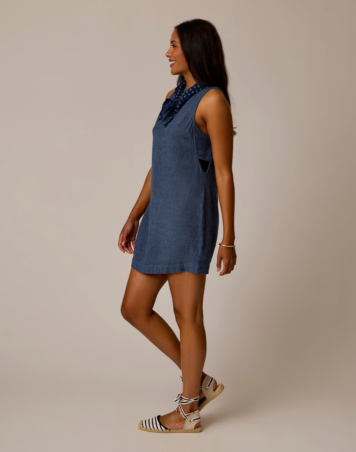 Scottie Linen Dress: Captain Chambray