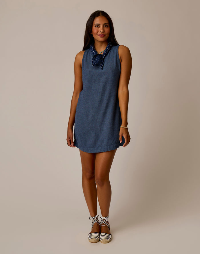 Scottie Linen Dress: Captain Chambray