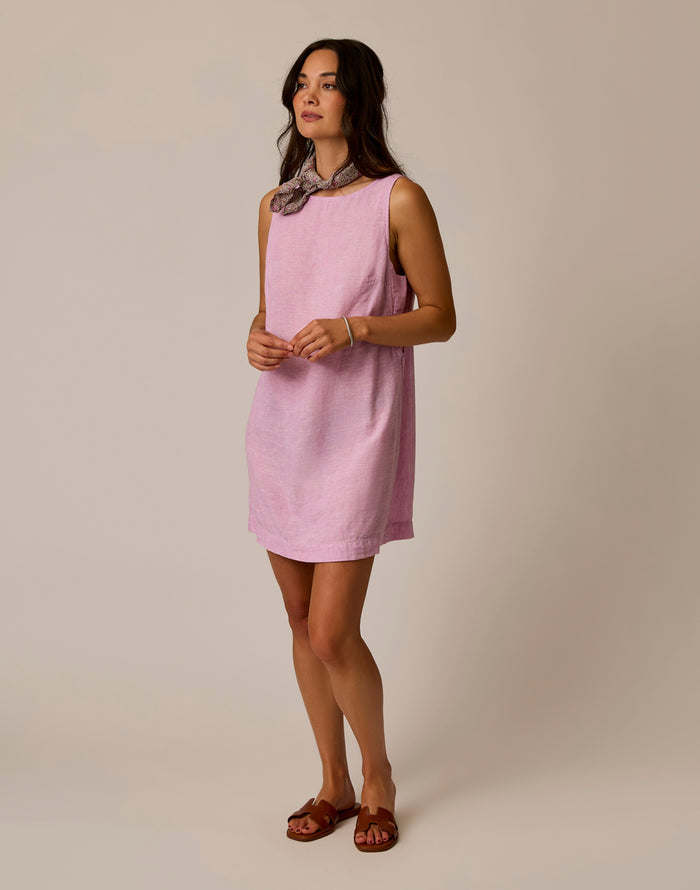 Scottie Linen Dress: Lt. Violet Chambray