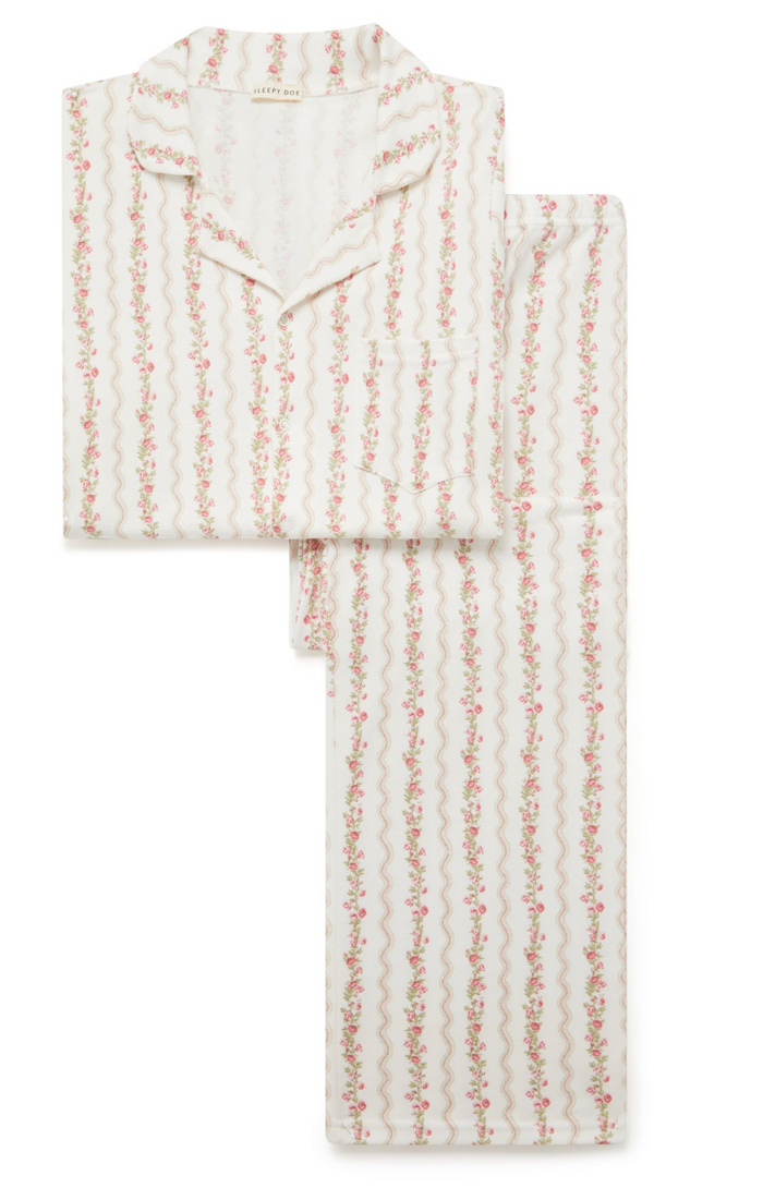 SECONDS* WOMENS CLASSIC PYJAMA SET | FLORAL STRIPE