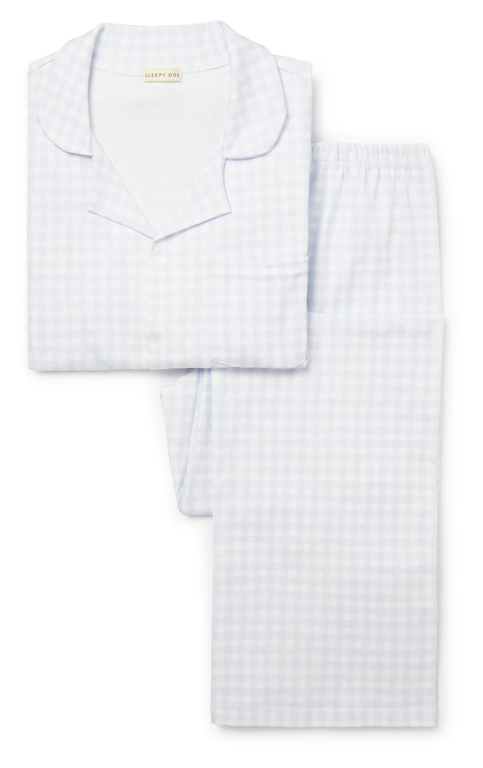 SECONDS* WOMENS CLASSIC PYJAMA SET | GINGHAM MIST