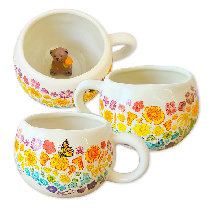 SF Mercantile - Rainbow Floral Mug with Bear Surprise