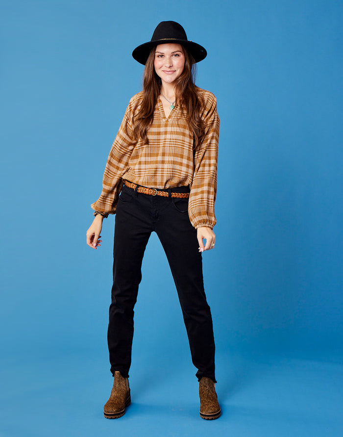Shelby Top: Cocoa Plaid - FINAL SALE