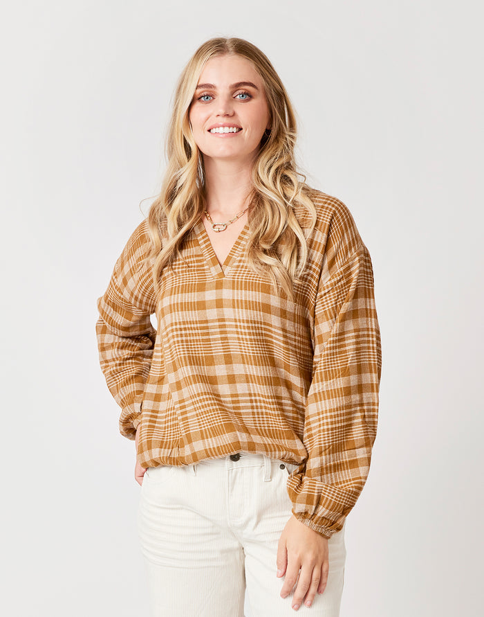 Shelby Top: Cocoa Plaid - FINAL SALE