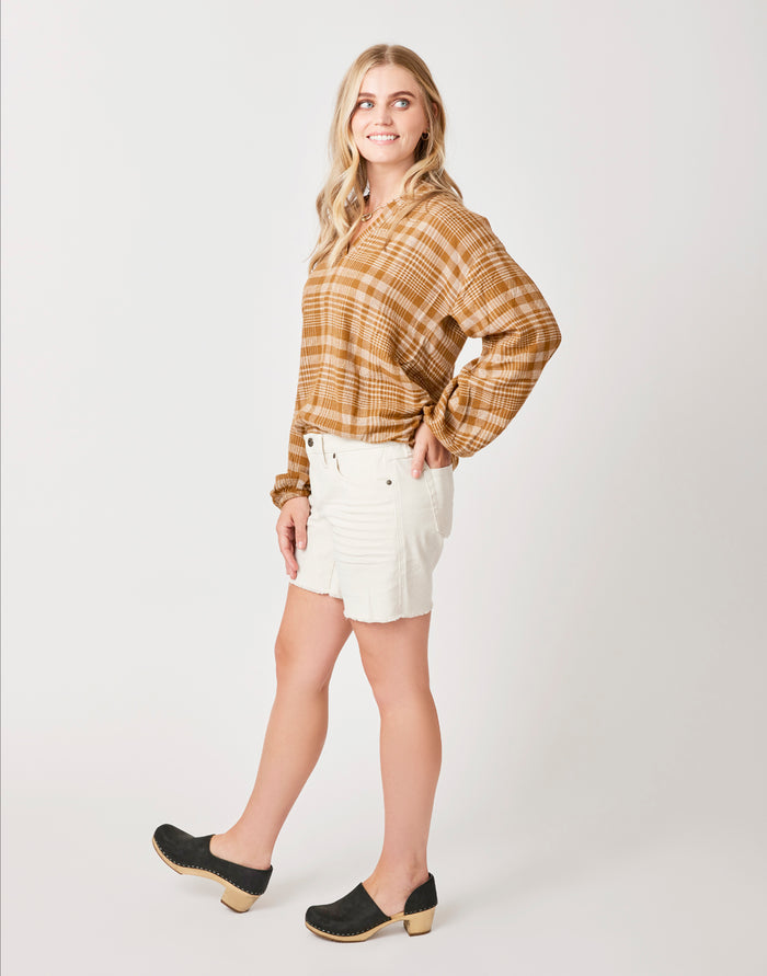Shelby Top: Cocoa Plaid - FINAL SALE