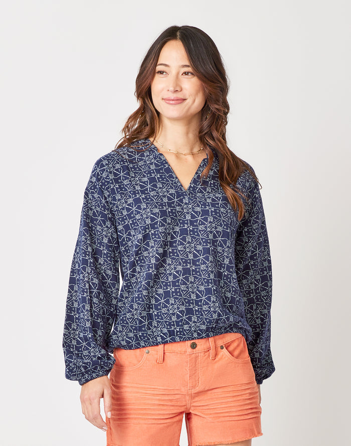 Shelby Top: Navy Bandana - FINAL SALE
