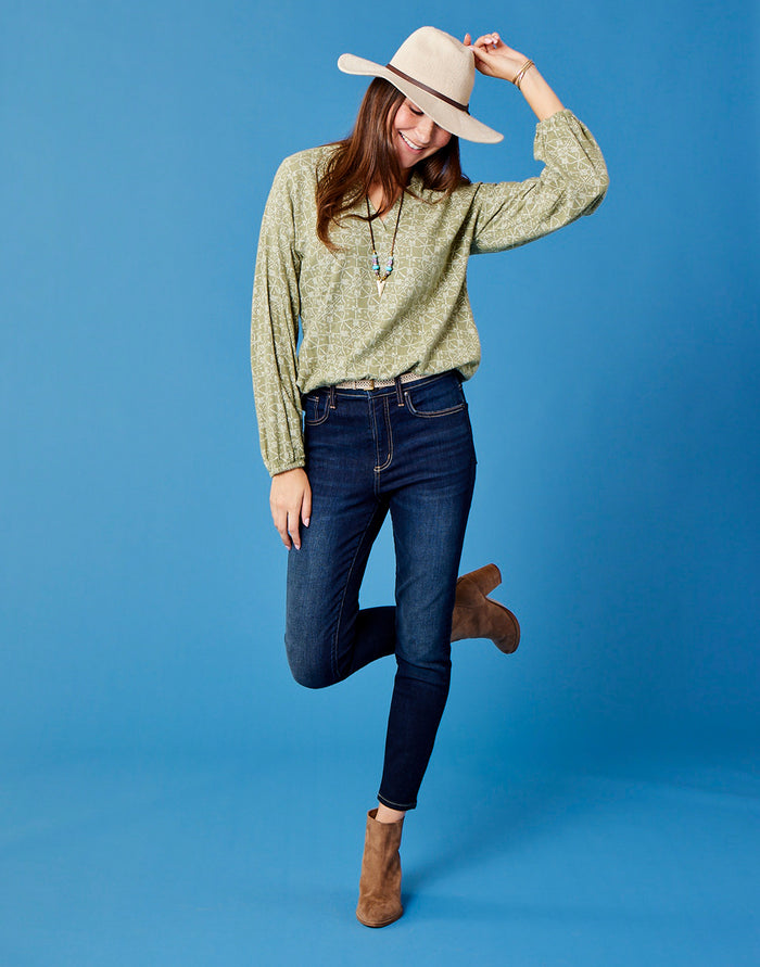 Shelby Top: Olive Bandana - FINAL SALE