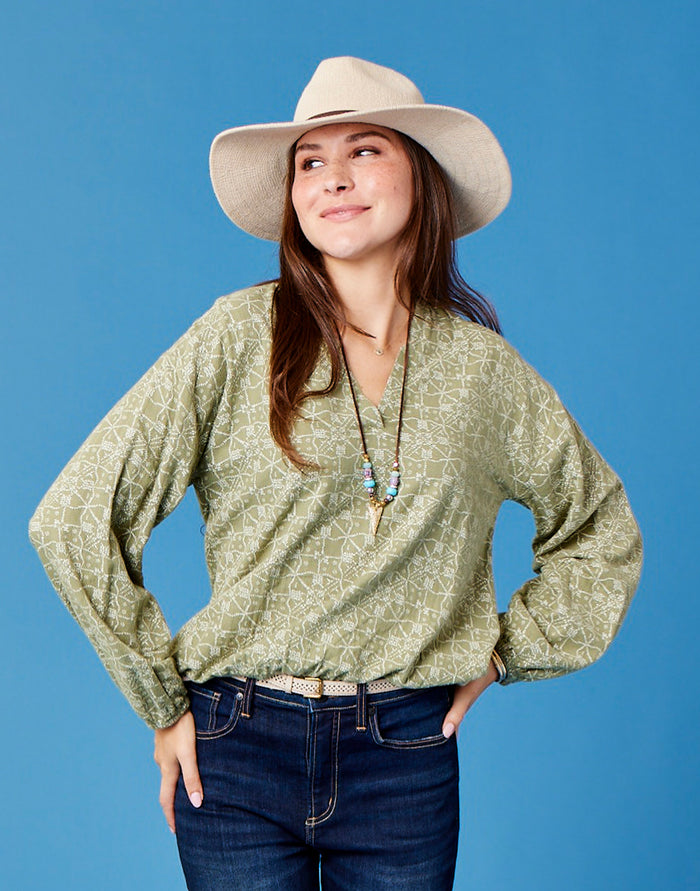 Shelby Top: Olive Bandana - FINAL SALE
