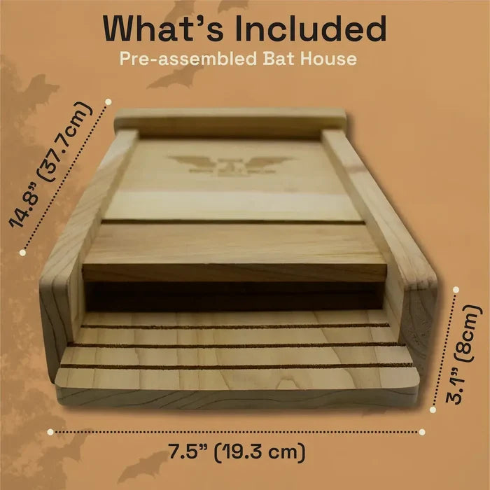 Single Chamber Bat House (Includes Shipping) detailed dimensions and design overview for wildlife education.