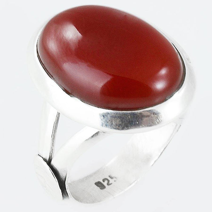 Size 6.5 Carnelian Ring Sterling Silver Cabochon Rings Leaf - Kashmir Designs