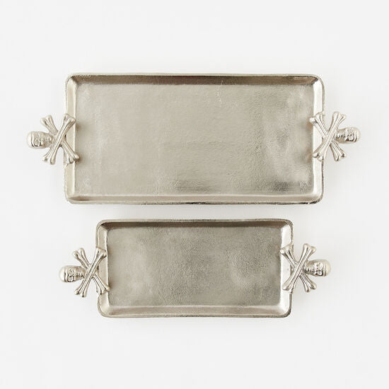 skull and bones trays on white background