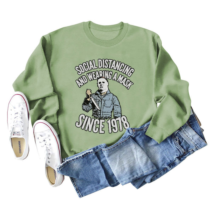 Olive green sweater (black word color picture) / S