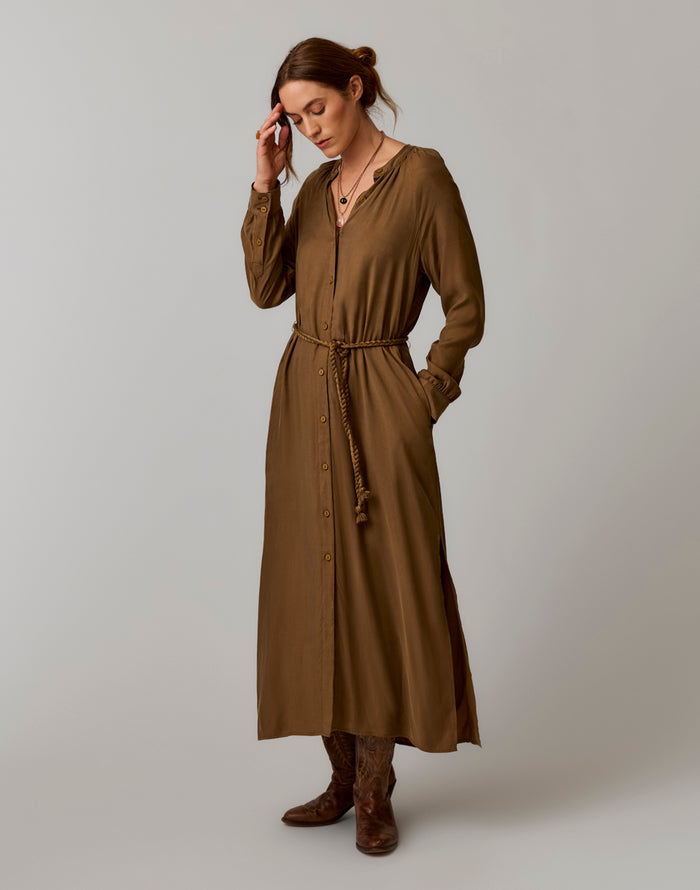 Solana Kindsilk Dress: Teak