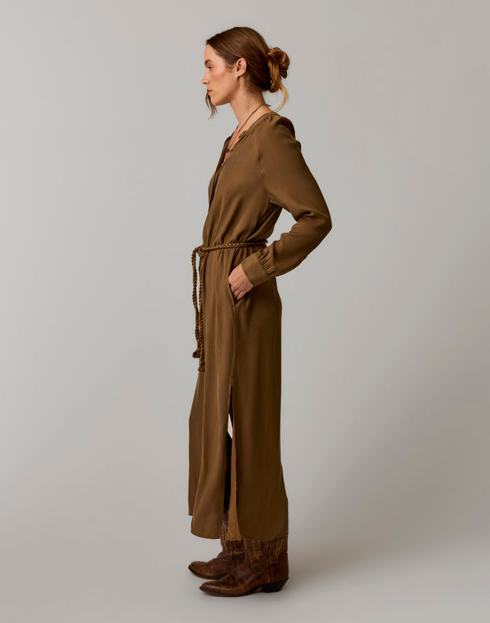 Solana Kindsilk Dress: Teak