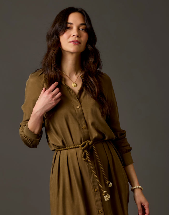 Solana Kindsilk Dress: Teak