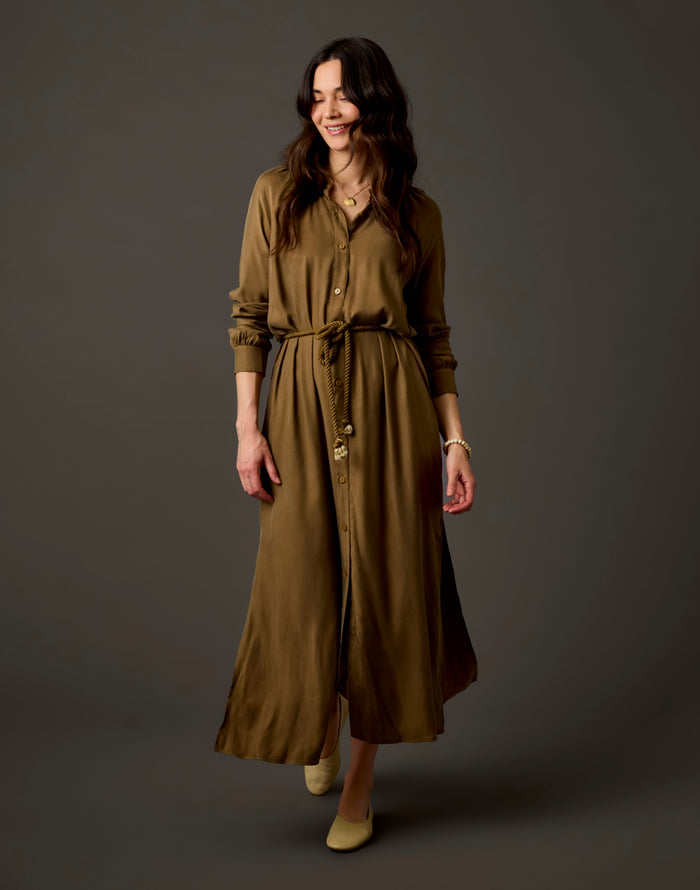 Solana Kindsilk Dress: Teak