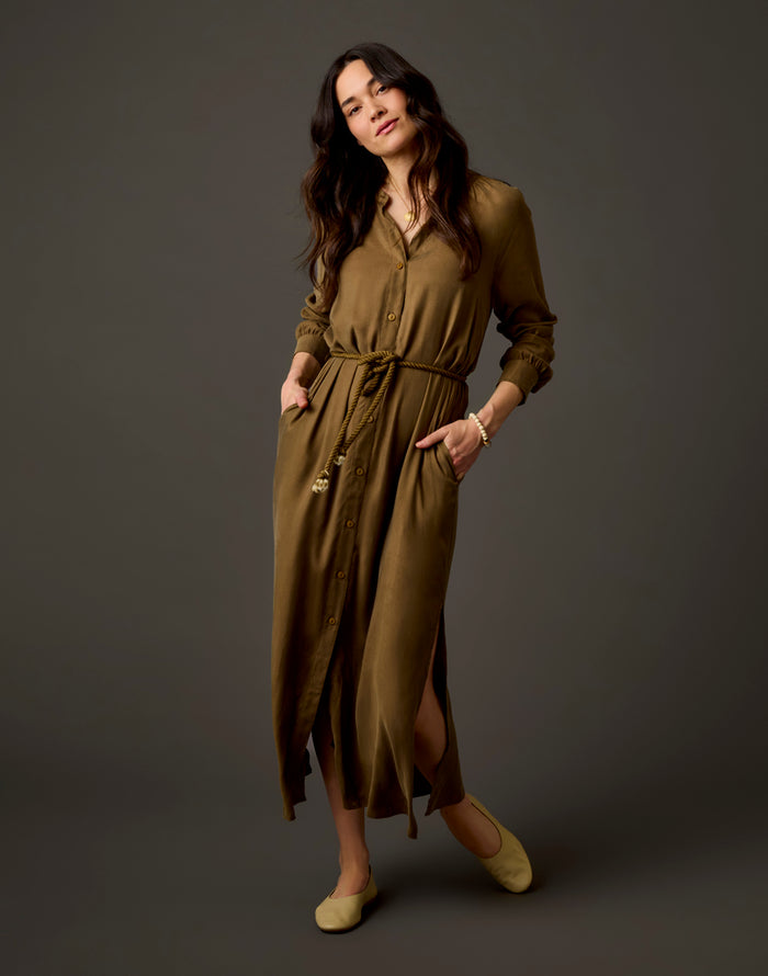 Solana Kindsilk Dress: Teak