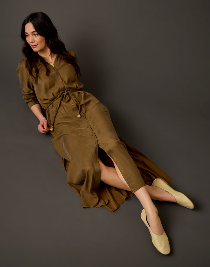 Solana Kindsilk Dress: Teak