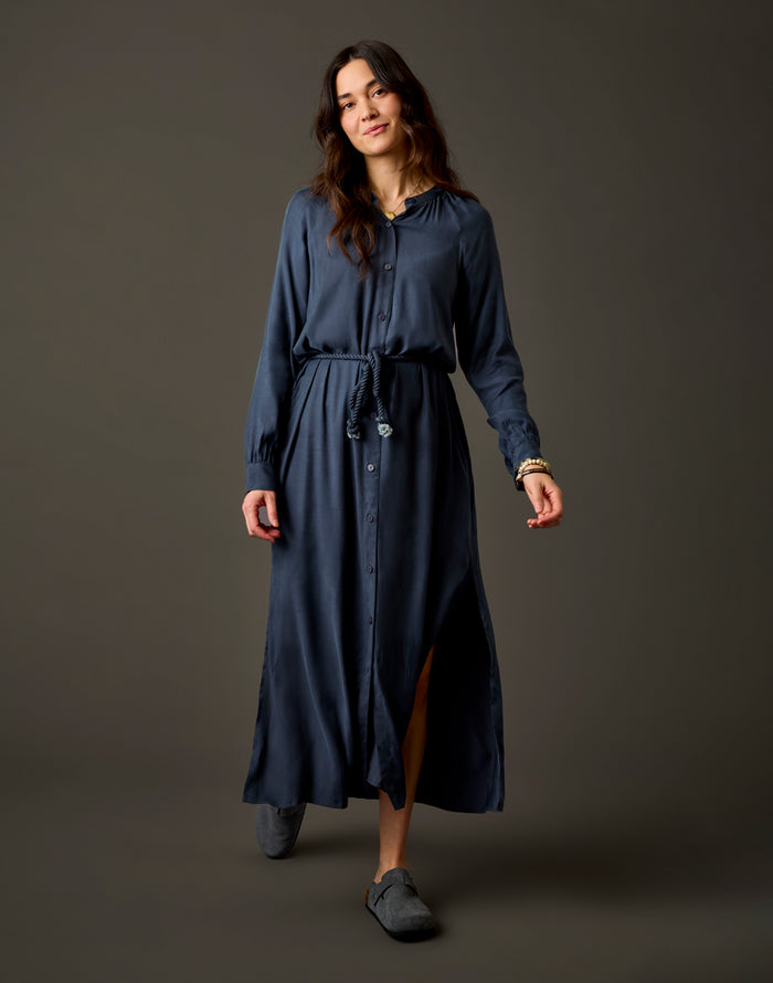 Solana Kindsilk Dress: Washed Charcoal Blue