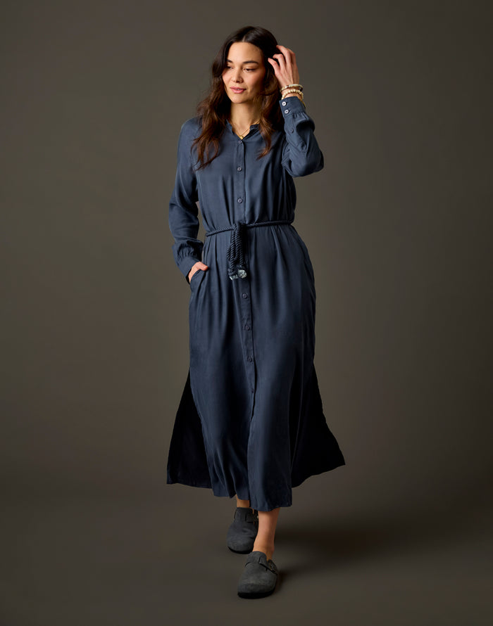 Solana Kindsilk Dress: Washed Charcoal Blue