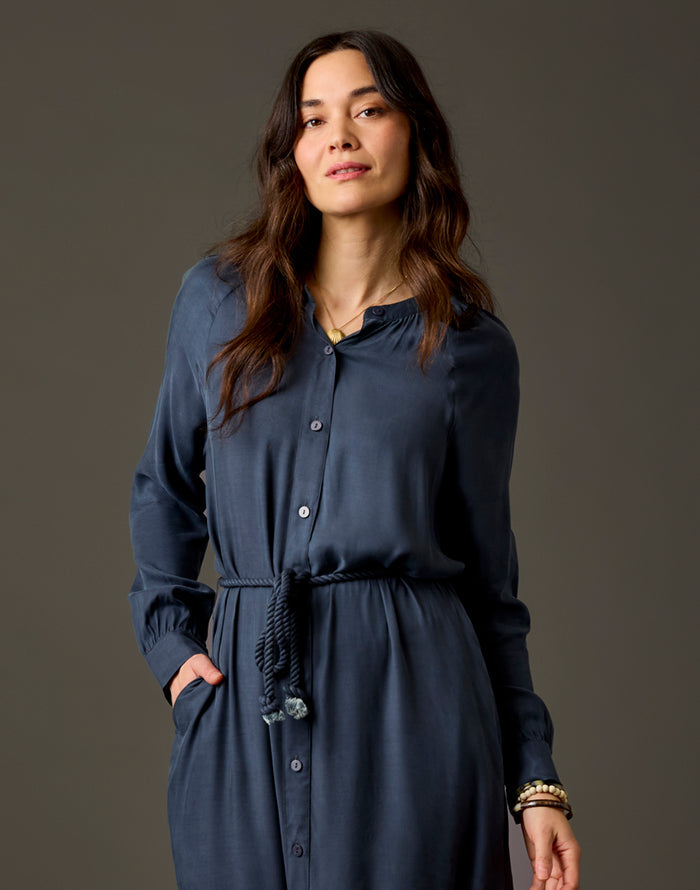 Solana Kindsilk Dress: Washed Charcoal Blue