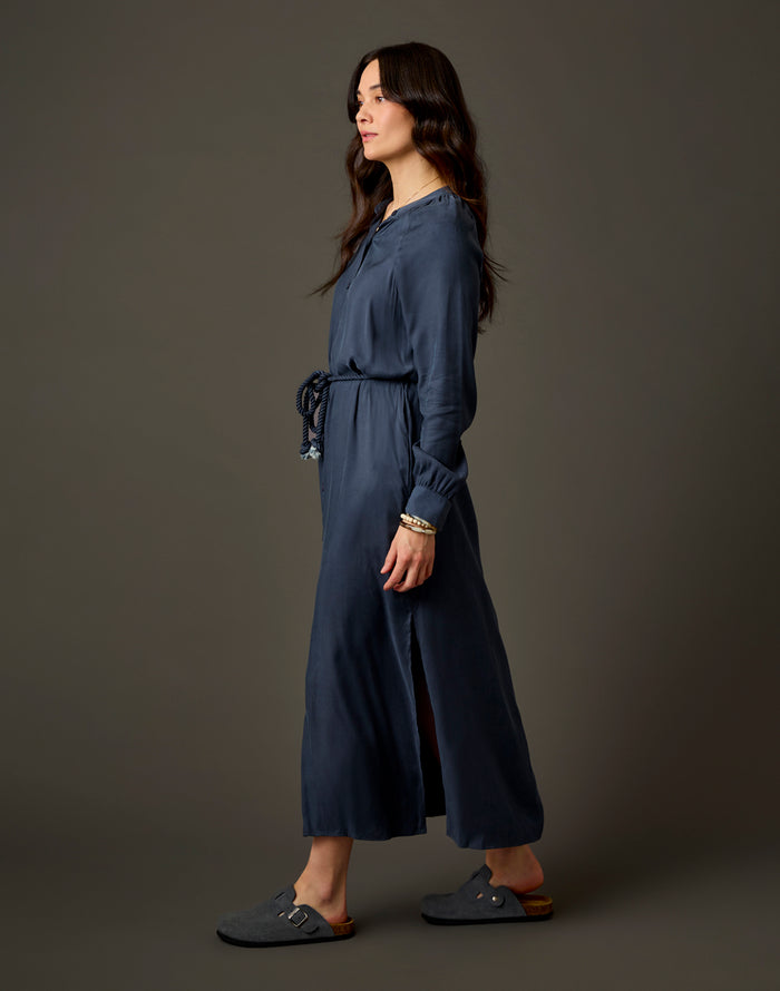 Solana Kindsilk Dress: Washed Charcoal Blue