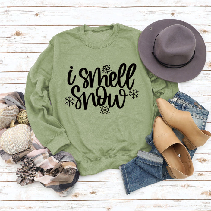Olive green sweater (black font) / S