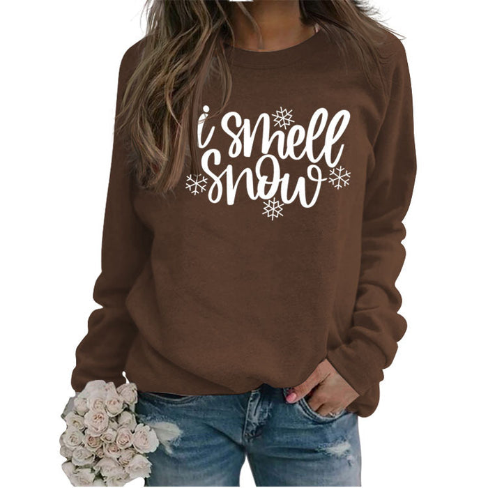 Spot Crewneck Women's Leggings I Smell Snow Loose Sweatshirt