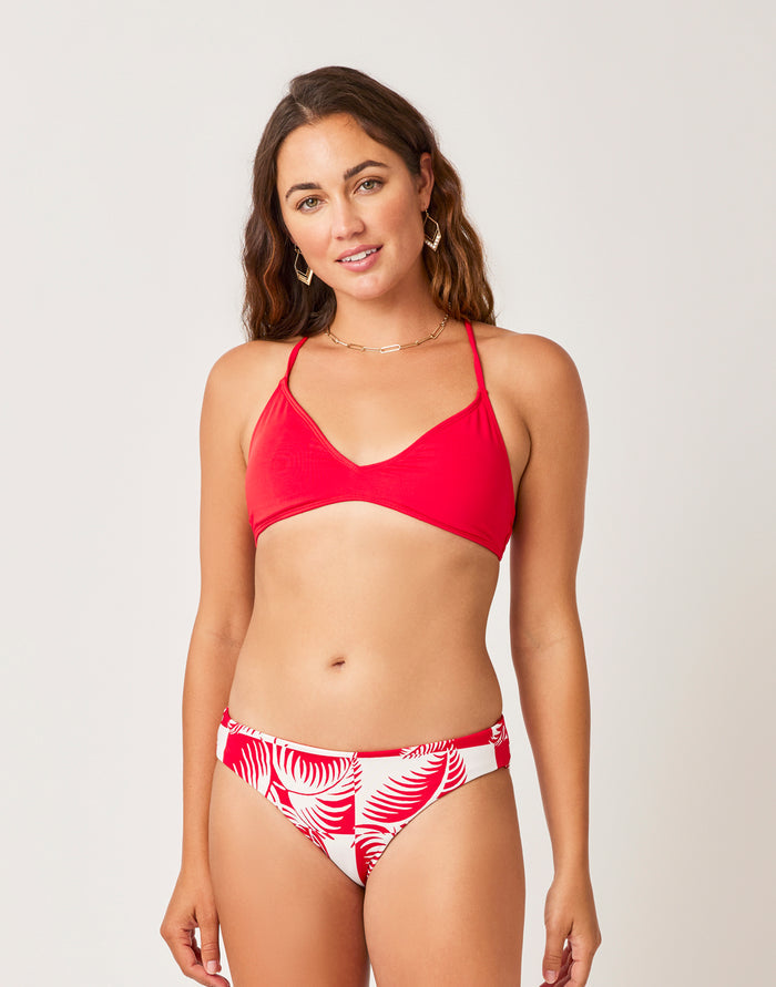 St. Barth Reversible Bottom: Checkered Palm/Hot Red - FINAL SALE