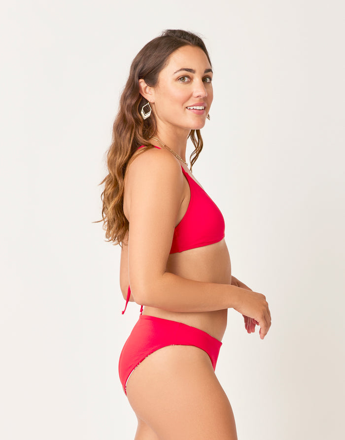St. Barth Reversible Bottom: Checkered Palm/Hot Red - FINAL SALE