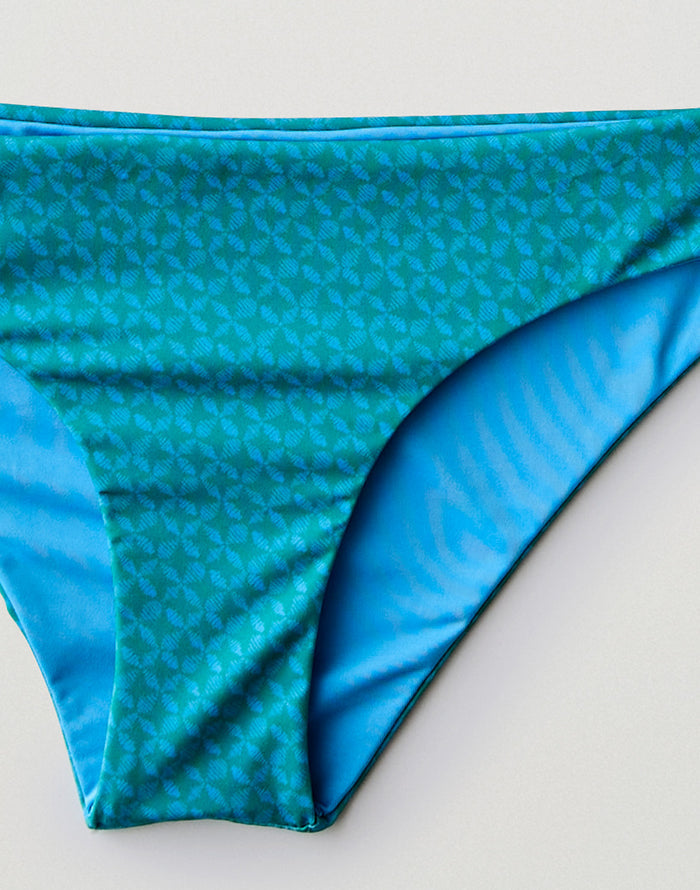 St. Barth Reversible Bottom: Jade Ticks/Lagoon
