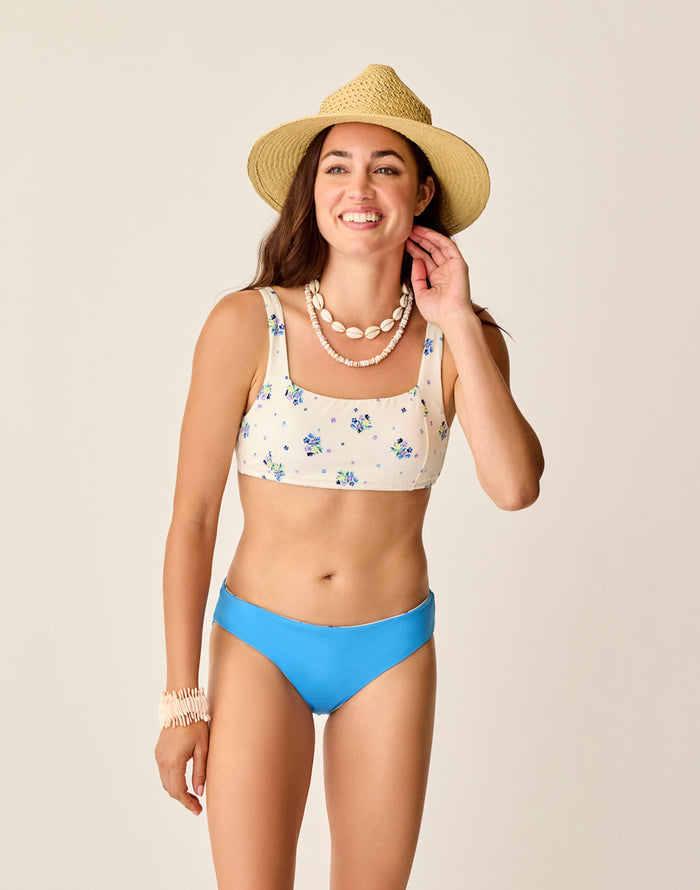 St. Barth Reversible Bottom: Pearl Floret/Lagoon