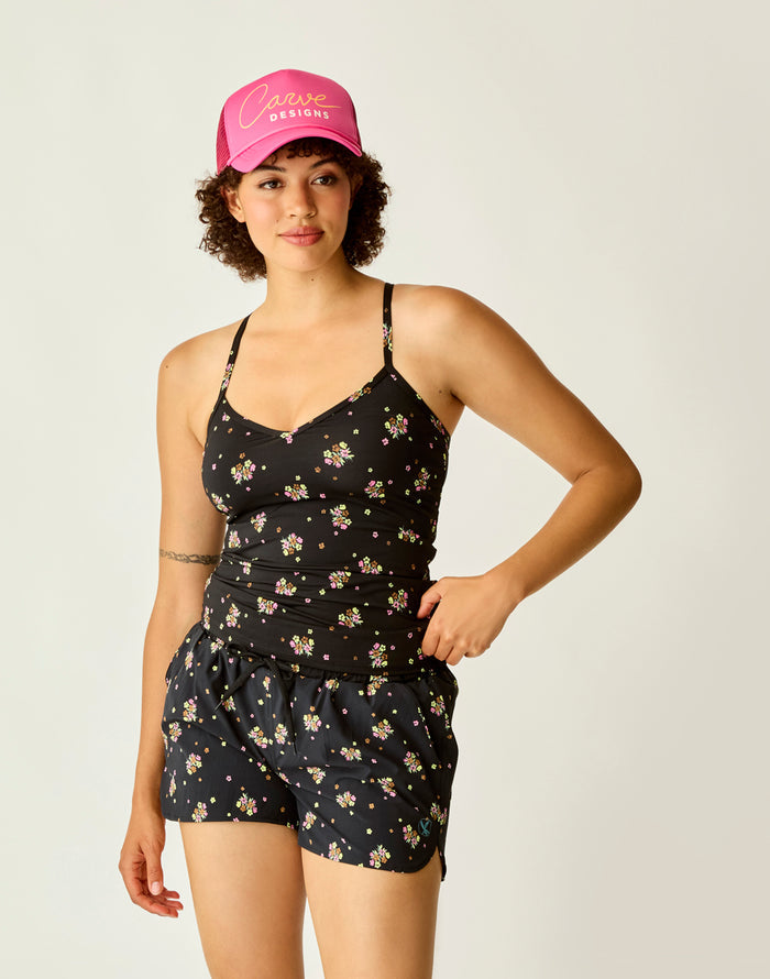 Stinson Tankini: Black Floret - FINAL SALE