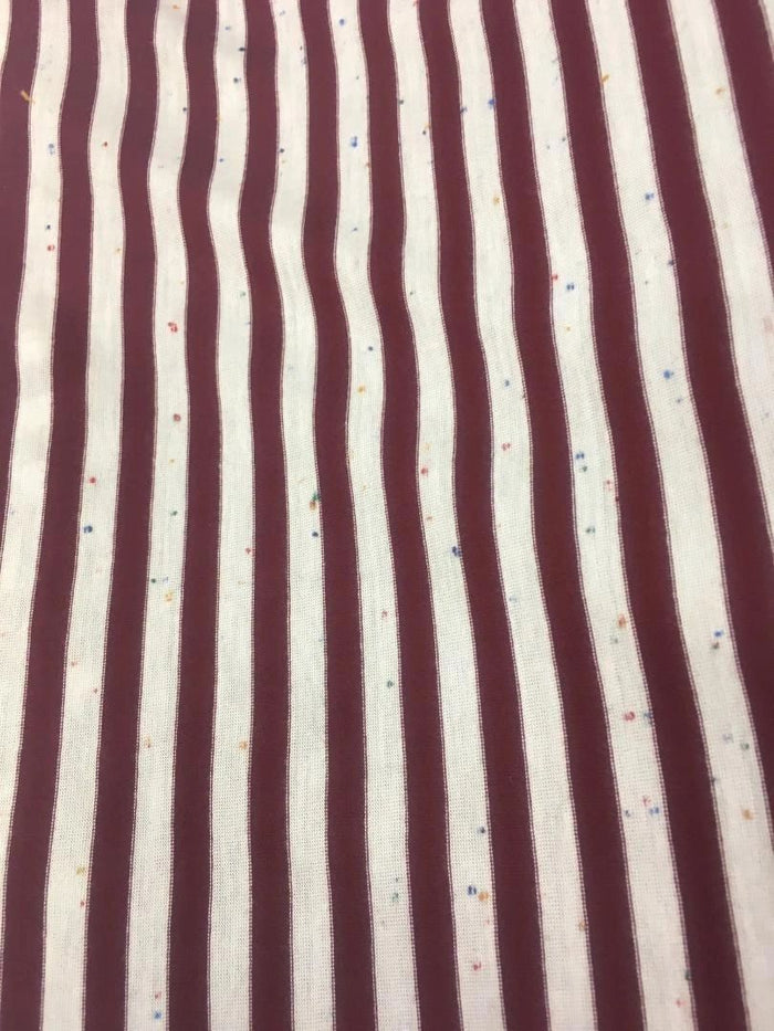 Stripe Rayon Knit- White/Burgundy/Colorful dots