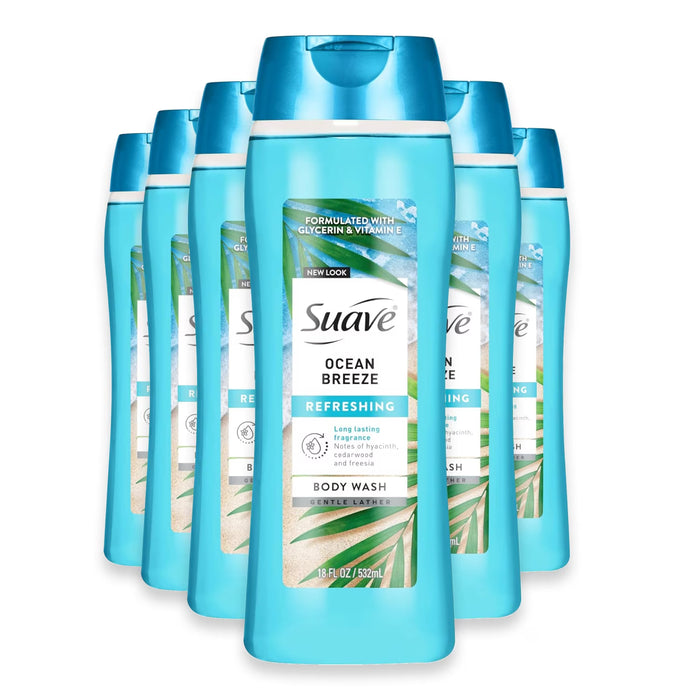 Suave Essentials Ocean Breeze Moisturizing Body Wash - 18 oz - 6 Pack