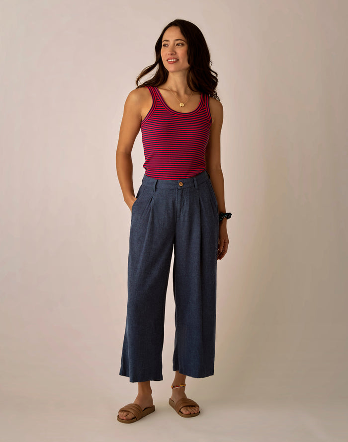 Suki Linen Pant: Captain Chambray