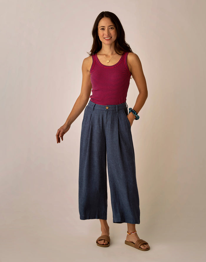 Suki Linen Pant: Captain Chambray