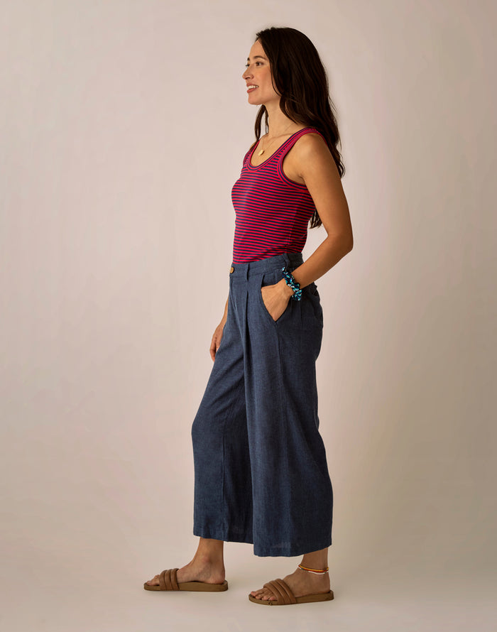 Suki Linen Pant: Captain Chambray