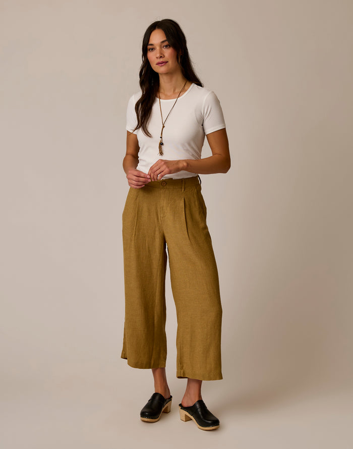 Suki Linen Pant: Golden Chambray