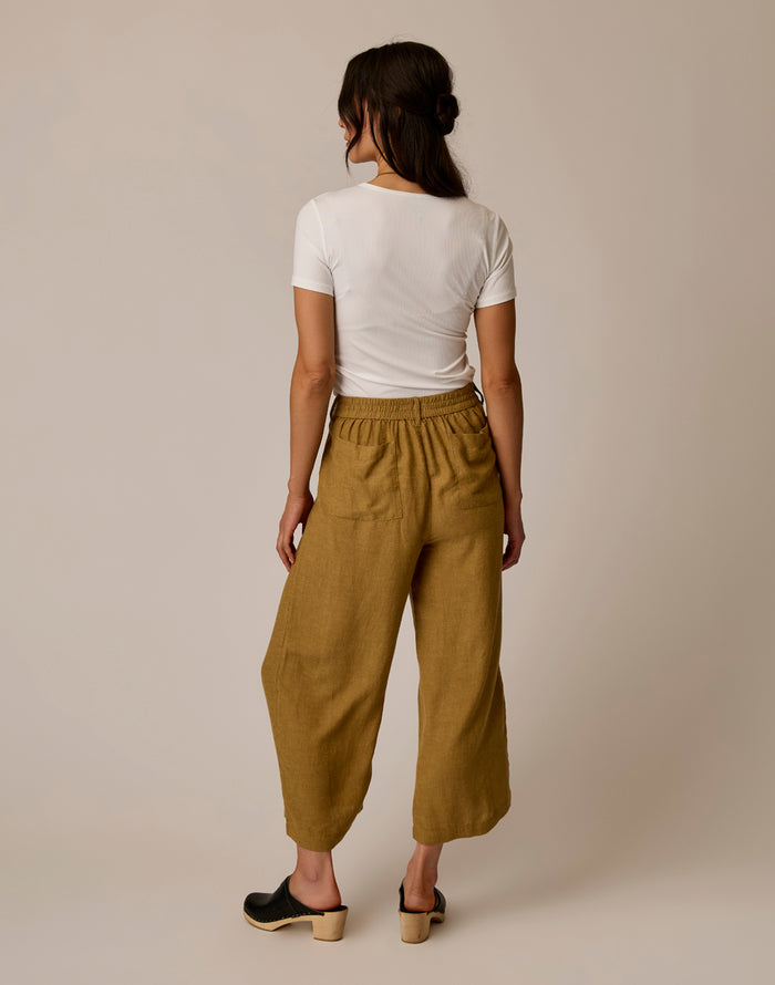 Suki Linen Pant: Golden Chambray